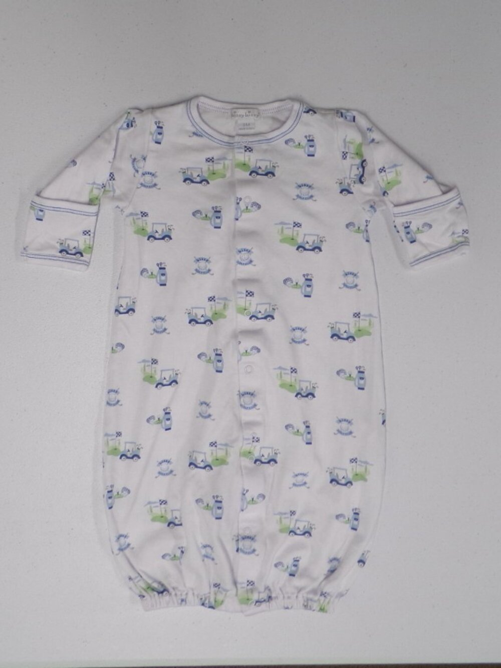 Kissy Kissy Convertible Gown Sleep N Play One Piece Golf Club Cart Print Small